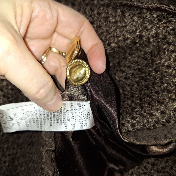 Joan Rivers Brown Nubby Acrylic Wool Blend Blazer Ladies 10 Vintage Career Celeb - Picture 5 of 5